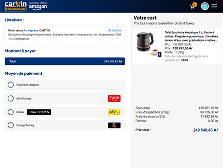 Order confirmation and payment on Cart'In